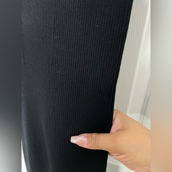 All Saints off shoulder black ribbed Midi dress. - Picture 11 of 11